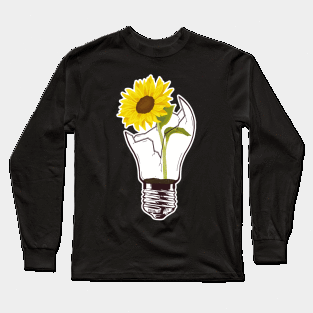 Sunflower in broken lightbulb Long Sleeve T-Shirt